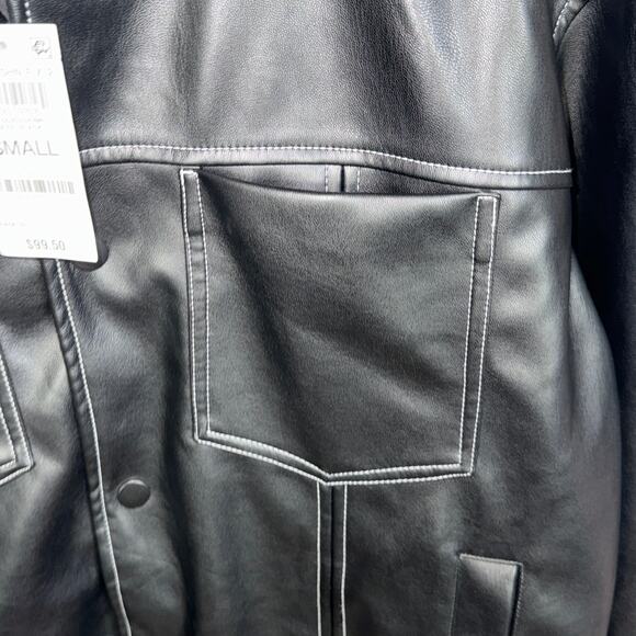 Mode of One Men's Faux-Leather Trucker Jacket, Deep Black small, $100 - Picture 5 of 9